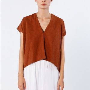 Miranda Bennett Silk Noil Crop Everyday Top